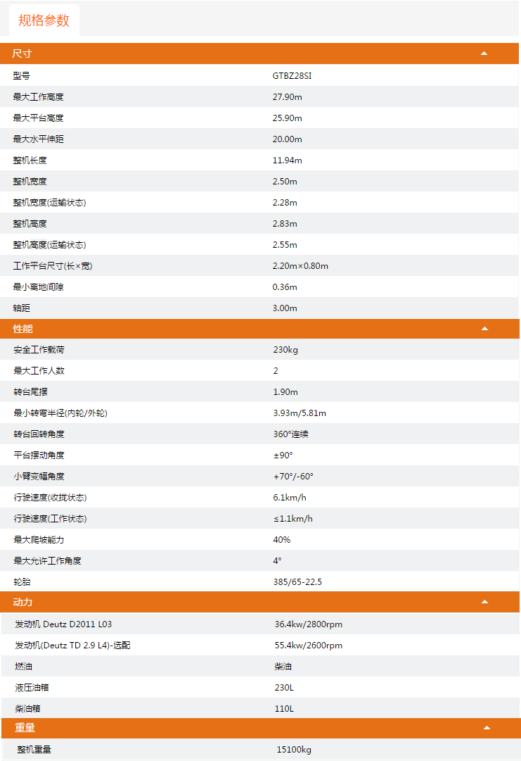 畢節(jié)升降平臺(tái)GTBZ28SI規(guī)格參數(shù)